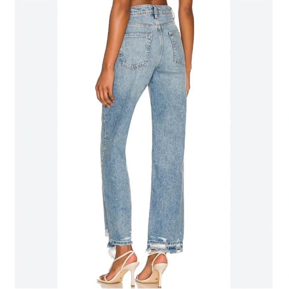 Lovers + Friends High Rise Straight Leg Raw Fray Hem Jeans - Picture 3 of 12